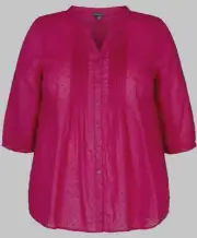 Autograph Cotton Shirt Top Blouse Plus Size 20 Button Up 3/4 Sleeve RP$90 Pink