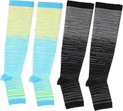 UTHCLO 2 Pairs Open Toe Flight Compression Socks for Men Women Knee High Non-slip Breathable High Elasticity Medical Grade Size l