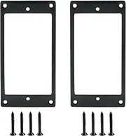 Metal Flat Humbucker Pickup Mounting Ring Set, 2Pcs Metal Flat Pickup Cover Frame, Black Humbucker Pickup Mounting Rings with Screws