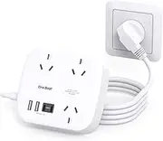 One Beat Power Board with USB,Travel Power Strip with 3 AC Outlets,2 USB A and 2 USB C Ports,1.5M Flat Extension Cord,No Surge Protection Cruise Ship Essentials for Office,Home,Travel,Cruise