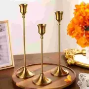 Set of 3 Vintage Metal Candle Holders – Elegant Aluminum Tabletop Decor for Wedd