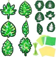 Qyeahkj 36 Set Summer Tissue Paper Crafts for Kids DIY Hawaiian Palm Leaves Window Suncatcher Craft Kit Green Palm Leaf Hanging Ornament for School Home Classroom Activity Art Project Birthday Gift