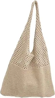 [Yardenfun] Knitted Bags Tote Bags Beach Tote Bag Tote Bag Women Shoulder Women Bag Hand-woven Bag Tote Handbags for Women Ladies Bags for Women Handbags Tote Bag Aesthetic Khaki Polyester