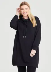 [Taking Shape] Taking Shape Cowl Pocket Sweat Dress Size 20 in Black, Cotton - Plus Size Women's Dresses Black
