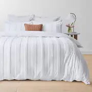 Willow Cotton Quilt Cover Set - Double Bed, White