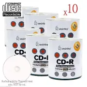 6000-Pack SmartBuy CD-R 52X 700MB/80Min White Thermal Hub Printable Record Disc