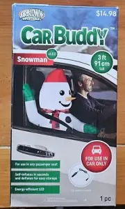 Gemmy Airblown Inflatable Snowman Car Buddy 3 Ft Energy Efficient LED Christmas