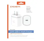 Cygnett PowerPlus 20W USB-C PD Wall Charger - White(CY3612PDWCH-01), Small, Light and Portable design, Travel Ready, Fast Charge Your Phone, Palm-Size