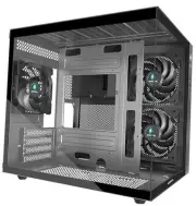 MATX PC Case,270° Panoramic Tempered Glass Panel Gaming PC Case,3 Fans Pre
