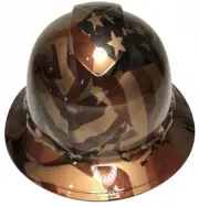 Custom Hydro Dipped Hard Hat Ridgeline Full Brim Copper Metallic American Flags
