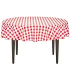 90 Inch Red and White Checkered Tablecloth Round - Red Gingham Table Cloth - ...