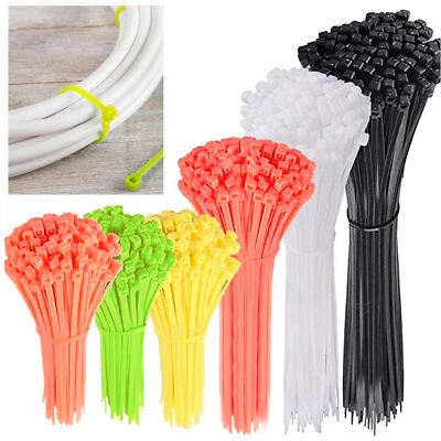 200 Pcs Assorted Neon Color Cable Zip Tie Nylon Wire Electrical Network Cord New