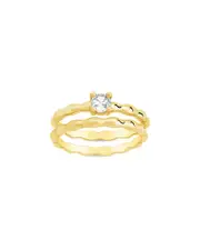 Sterling Forever 14K Plated CZ Nicola Molten Band Ring Set
