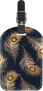 [WOSHJIUK] Luggage Tags,2 Pack Labels Suitcase Tags,Peacock Golden Feathers,Luggage Tags Privacy Protection Travel Bag Tag