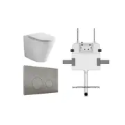 ZUMI Java Rimless Floor Pan with ROUND Marble Grey Porcelain Flush Plate and Cistern WELS 4 Star 4.4L/Full