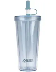 [Oasis] Double Wall Smoothie Tumbler With Straw 520ml in Blueberry
