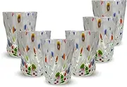[Gocce di Murano] Goto Glass 300ml Hand Crafted Colored Murano Glass Set of 6 - Elegant and Precious Water Glasses - Made in Italy (White, 6)