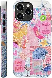 TnXee Case Compatible with iPhone 11 Pro,Fall Prevention Hybrid 2-Layer Hard Shell Phone Cover for Girls Boys,Fruit Blue Collage