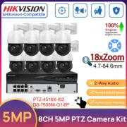 Hikvision 8CH POE CCTV System 5MP PTZ 18XZoom MIC IR Dome Camera Auto Tracking
