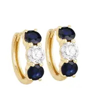 Diana M 14K 3.60 ct. tw. Lab-Grown Diamond & Lab-Grown Sapphire Huggie Earrings