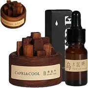 Diffuser Wood Set - Black Walnut Wooden Round Diffuser - No Electricity Portable Wooden Aromatherapy for Living Room, Bathroom