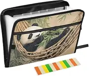 Quteprint 13 Pockets Expanding File Folder with Zipper Closure, Cute Panda Sleeping Accordion File Folder with Sticky Labels, Letter Size A4 Papers Expandable File Document Organizer