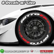 Tire Lettering - NITTO w/ FROST FLARES - 1.25" for 16"17"18" (8 Stickers -WHITE)