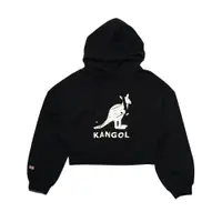 在飛比找PChome24h購物優惠-KANGOL 帽T 黑色 大LOGO 滿版 短版 長袖 休閒