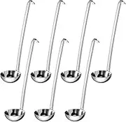 Soup Ladle 7-Piece Set Stainless Steel Soup Ladles with Hook End Sturdy Long Handle Serving Ladles Dishwasher Safe Spoons Kitchens Accessories Bowl ladle