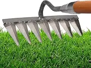 Shakven Dethatcher Carbon Garden Hand | Metal Heavy Duty Tine,All Steel Hardened Hoe Garden Hand Tools Gardening Hand Tools for Backyard Lawn Loosening Planting Weeding