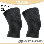 2pcs Knee Brace Support Compression Sleeves for Women Men Nylon Black Size XL