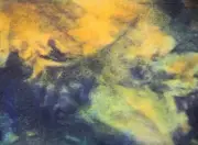 Sun on Ocean Floor RUG HOOKING WOOL HAND DYED "Fat" 1/8yd yellow blue SpottedCur