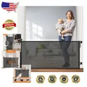 Retractable 55" Wide Baby Gate - Durable Mesh Safety Gate for Kids & Pets