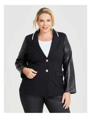 ts Taking Shape Blazer Size 20 Varsity Ponte Faux Leather Sleeve style NWT