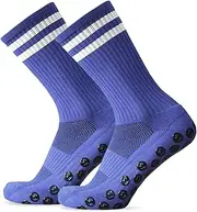 [Generic] 1 Pair Anti Slip Soccer Socks Team Sports Socks Fitn Breathable Quick Dry Socks - Athletic Socks Anti-s Socks for Football Basketball Hockey Sports Blue 1 Pair