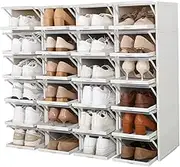 Cabilock 3pcs Transparent Drawer Type Shoe Storage Box Grey Plastic Organizer for Women Stackable Design for Easy Access Moisture Protection for Closet Storage