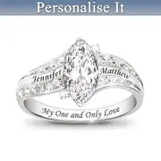Romantic Personalised Diamond Ring With White Topaz