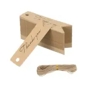 100 Pcs Blank Gift Tags with String, 2.8x0.8" Mini Thank You Kraft Tags, Brown