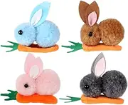 [SEWACC] 4pcs Cute Bunny Hair Clips Plush Easter Hair Barrettes Grey Adorable Accessories for Women and Girls for Festive Celebrations