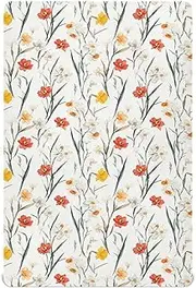 Fitted Crib Sheets for Nursery Gift Soft Baby Sheet Set for Standard Size Crib Mattress 39x27in Fall Flowers Daffodil Carnation Freesia White