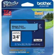 Brother P-Touch TZe-541 BLACK ON BLUE 3/4" x 26.2' Tape TZe541 P-Touch Brand New