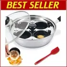 Stainless Steel Poached Egg Maker with Tempered Glass Lid - Easy Clean Design