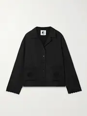 [SLEEPER] SLEEPER - Sofia Broderie Anglaise-trimmed Linen Pajama Shirt - Black - medium medium Black