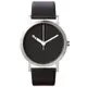 NORMAL 時間唱盤錶 Extra 38 設計師錶款 白指針 銀錶殼 黑 皮錶帶 男錶 女錶 手錶 石英錶
