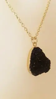Geode Crystal Necklace Natural Agate Gold Layered Gemstone Jewellery