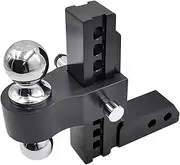 Trailer Hitch Trailer Hitch Lock Aluminum Alloy Adjustable Trailer Hitch Multi-Hole Dual Ball Off-Road Vehicle Accessories Arm(2in Black)