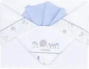 ANDY & HELEN 3 Piece Cot Bed Sheet Set Embroidered Fitted Sheet + Fitted Sheet with Elastic Bands and Pillow Case Suitable for Cradle, Carrycot and Pram (Light Blue)
