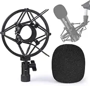 SUNMON ATR2100x-USB Mic Shock Mount Holder with Foam Windscreen for Absorbe Vibration and Noise, Pop Filter Suitable for ATR2100x-USB, ATR2100-USB Dynamic Microphone