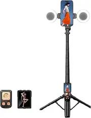 Selfie Stick Tripod for Outdoor Stabilizer WiFi Screen Mirroring and Bluetooth Floor Standing Tripod Aluminum Alloy, There are Lights