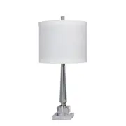 Fangio Lighting 26" Tapered Table Lamp, Clear Crystal & Snow Marble - W-5146
